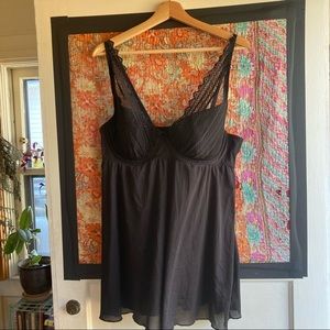 Cacique Black Lace Babydoll Nightie Negligee 18/20